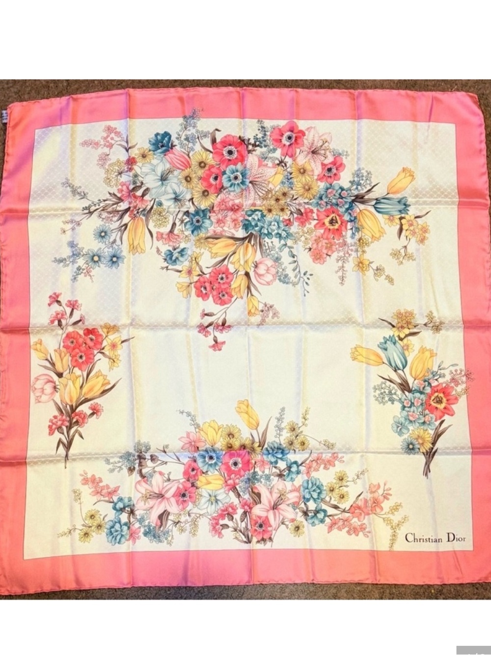 Christian Dior Miss Dior Floral Silk Scarf w/ Box